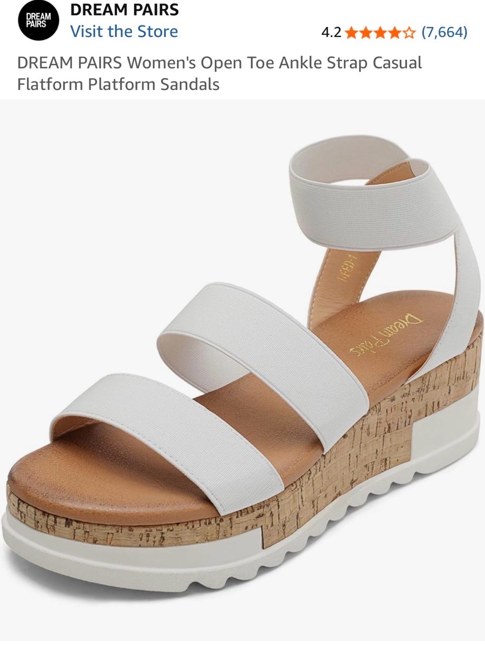 Dream Pairs White Cork-Platform Ankle-Strap Sandals